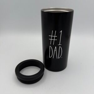 Rae Dunn #1 Dad Black White Stainless Steel Skinny Can Koozie 12oz Tall Slim Can